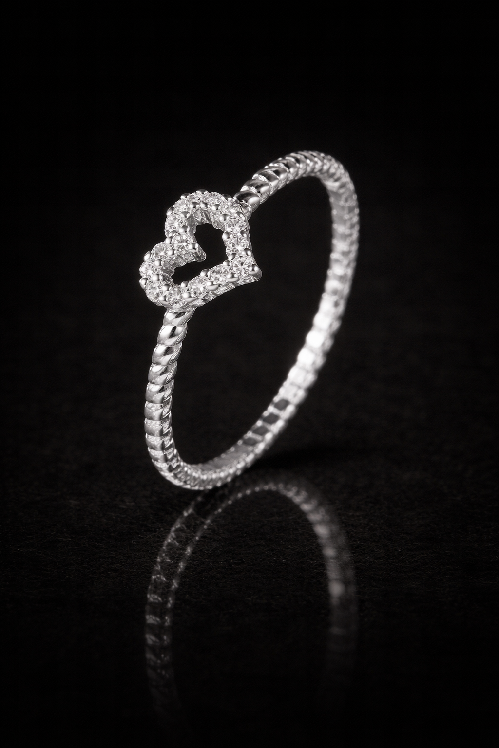 White Diamond Hollow Twisted Ring